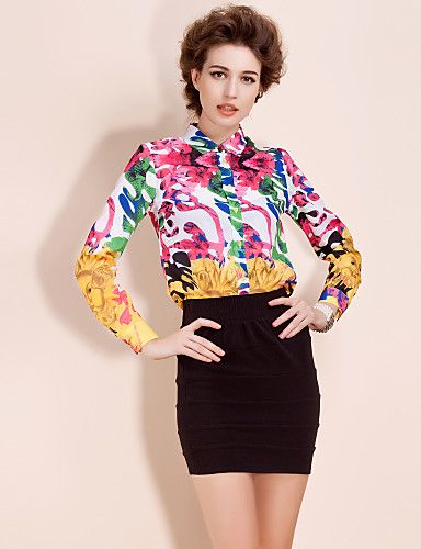 ts estilo barroco impressão camisa blusa botão para baixo